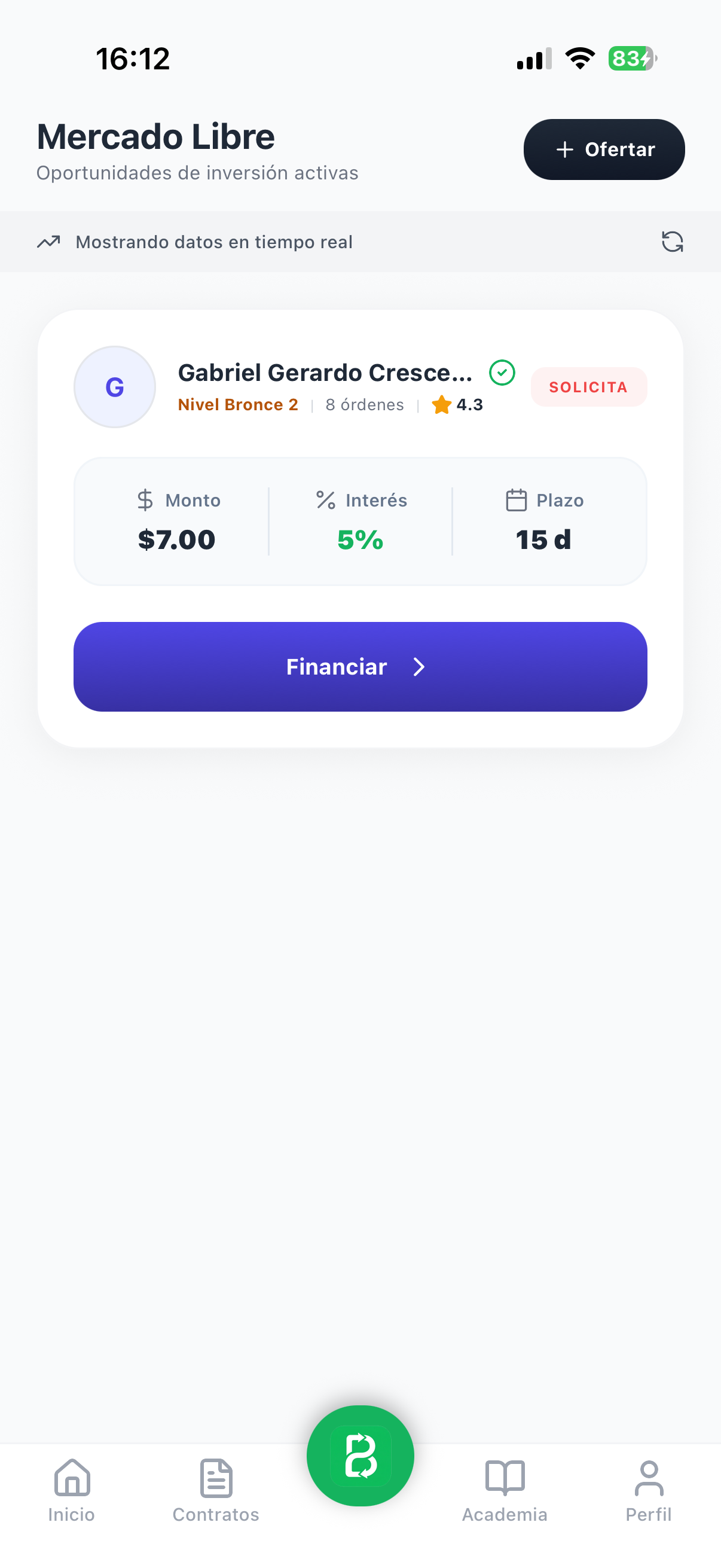 Mercado de Solicitudes P2P